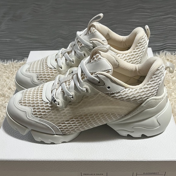 New Authentic DIOR Women D CONNECT Leather Mesh Fabric Rubber Sneakers - Picture 1 of 6